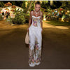 Women's Floral Printed Pants Set 3-pieces Blazer & Corset Crop Top & Wide-leg Pant Spring Chic Lady Party Outfits