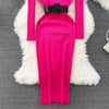 Elegant Turtleneck Long Sleeve Knit Soft Tight Pencil Dress with Belt Slim Warm Sweater Vestido Sexy Women Winter Robe
