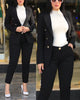 2Pcs Women's Solid Color Suit + Trousers Two-Piece Set Slim Fit Business Double Breasted Formal Female Clothes Outfit
