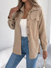 Autumn Winter Casual Single Breasted Pocket Jacket Solid Color Long Sleeve Corduroy Coats for Women Khaki Pink Red