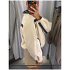 Contrasting Color Loose Jackets Women Casual Long Sleeves Stand Collar Zipper Oversized Coats Lady Autumn Daily Street Wear