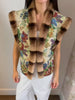 Women Vintage Floral Print Plush Cuffs Fur Collar Coat Waist Cinching Short Women's Jacket Autumn Winter Banquet Outfit