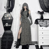 Chic Streetwear Outfit Mall Gothic Sleevelees Hooded Dress Punk Grunge Holes Hem Split Dresses for Women with One Cuff