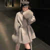 Fox Fur Wool Overcoat Women's Short Coat Office Lady Elegant Double-sided Woolen Coat Cardigan Jackets Loose Wool