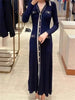 2 Colors Women A-Line Elastic Waist Robe Spring Contrast Color Slim Knit Midi Dress Spring