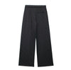 Women Solid Lace Up Side Zipper Straight Pants Vintage High Elastic Waist Female Chic Lady Trousers