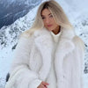 Thicken Faux Fur Short Coats Women Solid Warm Long Sleeves Lapel Loose Fluffy Overcoats Lady Winter High Street Outerwear