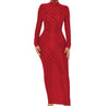 Turtleneck Skinny Women Dresses Sexy Skirt Long Sleeve Bodycon Sexy Streetwear Party Club Hollow out Long Dress