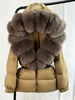Lagabogy Winter Women Big Real Fox Fur Collar 90%White Duck Down Coat Female Streetwear Loose Hooded Warm Puffer Jacket