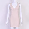 Sexy Plunge V Bandage Dress Stripes Slim Bodyocn Mini Party Celebrity Evening Dress Elastic Knitted Vestidos
