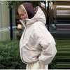 Vintage Reversible Spotted Print Cotton Coat Women Chic Hooded Drawstring Stand Collar Female Coat Winter Lady Outerwear