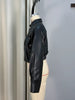 Faux Leather Cropped Women's Jacket Stand Collar Zip Up Structured Shoulder Long Sleeve Coat Streetwear Short Leather Outerwears