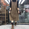 Corduroy Strap Skirt for Women, Loose Medium to Long Slanted Skirt Artistic Retro Look Skinny Striped Velvet Dress for Women