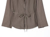 Women Elegant Striped Blazer Suit Slim Button Blazer or Wide-leg Pants Spring Fall Mujer Commute Pants Set