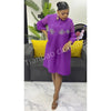 Autumn and Winter Africa Women's Clothing Solid Color Splicing Dress Pleated Loose Women's Cardigan Dresses