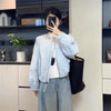 Korean Version Simple Women's Round Neck Solid Color Short Coat Spring Female Casual Loose Jacket Joker Little Overwear
