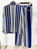 High Street Designer Runway Suit Set Women's Colorful Striped Blazer Jacket Flare Pants Set 2pcs