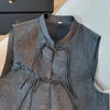 Chinese Style Black Women Loose Fit Vest Coat Spring Autumn Female Jacquard Camisole Ladies Cardigan Waistcoat Jacket