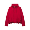 2026Classic Commuter Style Women S Red Hooded Pilot Jacket Cotton Padded Elastic Ruffle Hem Loose Short Casual Coat