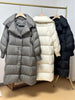 Women White Duck Down Long Jacket Autumn Winter Warm Casual Over Size Loose Outwear Soft Comfortable Coat