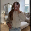 Women O Neck Long Sleeve Embroidery Jacket Front Zipper Loose Crop Outerwear Lady Commuting Casual Outfits