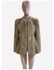 Autumn Winter Elegant Chic Short Fitted Faux Fur Blazer Women Single Button Puff Sleeve Fluffy Jacket