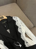 High Street Designer Jacket Women's Stylish Color Block Lace Patchwork Blazer