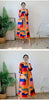 Contrast Color Printing Pleated Dress Women Round Neck Long Sleeves Dresses Party Spring 2AA1751