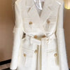 Small Fragrance Temperament High Sense Double-breasted Blazer Female Tops Autumn Winter White Lace-up Suit Jacket Women