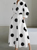 Women Elegant Shirt Dress Spring Autumn Long Sleeve Solid Color Print Maxi Dresses Casual Office Lady Dress Vestidos
