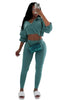 Street Women's Set Zipper Fly Crop Sweatshirt and Jogger Sweatpants Elegant Fall Sportwear Two 2-Piece Set Outfits