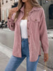 Autumn Winter Casual Single Breasted Pocket Jacket Solid Color Long Sleeve Corduroy Coats for Women Khaki Pink Red