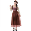 Ladies' Temperement Pastoral Style Fresh Patchwork Long Sleeve A-line Skirt Plaid And Flower Splicing High Waist U-neck Dress