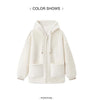 Coat Women Imitation Lamb Wool Polar Fleece Double-Sided Wear Loose Winter Contrast Color Simple Hooded Jacket