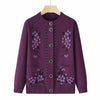 O-neck Women Autumn Winter Coat Middle-Aged Elderly Mother Knitting Cardigan Sweater Coat Warm Loose Jacket Grandma Clothin