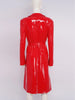 Women Wet Look PU Leather Long Trench Coat Blazer Lapel Open Front Long Sleeve Jacket Overcoat with Belt Streetwear Clubwear