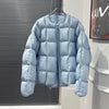 Winter Fluffy Puffer Jacket Women Thicken Warm Oversized Baseball Collar 90% White Duck Down Short Casual Coat