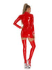 Sexy Women Latex PU Micro Mini Dress Shiny Zipper Open Bust Long Sleeve Costume Tight Dress Elastic Bodycon Pack Hip Leoatrd