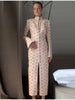 Vintage Floral Print Sheath Women's Dress Chic High Neck Long Sleeve Button Front Midi Dress Elegant Commuting Clothing