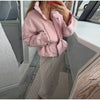 Floral Print Zip Button Stand Collar Quilted Jacket Drawstring Waist Oversized Autumn Women Coat Casual Chic Lady Outerwear
