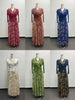 Pleated Women's Gold Foil Printing Dress Feather Rhinestone Blazer Collar Elegant Fake Two Pieces Tie Clothing
