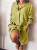 Autumn Elegant Cotton and Hemp Women's Dress Elegant Commuting Style Flip Collar Single Breasted Elegant Dress