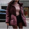 Lace Up Hooded Cotton Coat Women Casual Stand Collar Single Breasted Pocket Loose Warm Coats Lady Winter Street Outwear