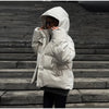 Women Hooded Stand Collar Cropped Puffer Jacket Zip Snap Button Loose Slim Short Quilted Casual Winter Warm Outerwear Coat