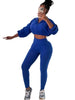 Street Women's Set Zipper Fly Crop Sweatshirt and Jogger Sweatpants Elegant Fall Sportwear Two 2-Piece Set Outfits