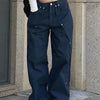 Jeans for Woman Y2k Clothes Relaxed Loose Fit Wide Leg Trousers Vintage American Retro Style with Rivet Patchwork Split Design