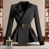 Women's Blazer Jacket Spring Autumn Slim Black Office Ladies Outerwear Solid Color Casual Female Suit Coat