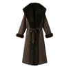 Fluffy Faux Fur Long Coats With Belt Women Winter Thicken Long Sleeve Lace Up Jackets Female Street Chic Outerwear