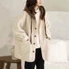 Korean Ladies Join Together Hooded Lamb Plush Jacket Women Autumn Winter Mid Long Styles Coat Female Baseball Outwear Lady