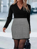 Plus Size Long Sleeve V-Neck Dress for Women Elegant Houndstooth Pattern Stylish and Comfortable for Office or Evening W